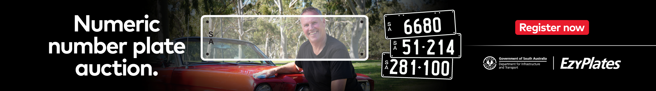 Registration open: Numeric number plate auction